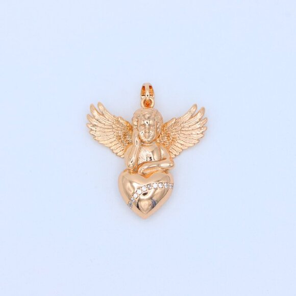 Rose Gold Angel Pendant with Heart and Wings – Elegant Spiritual Charm, XPPT1404 - Picture 11 of 13